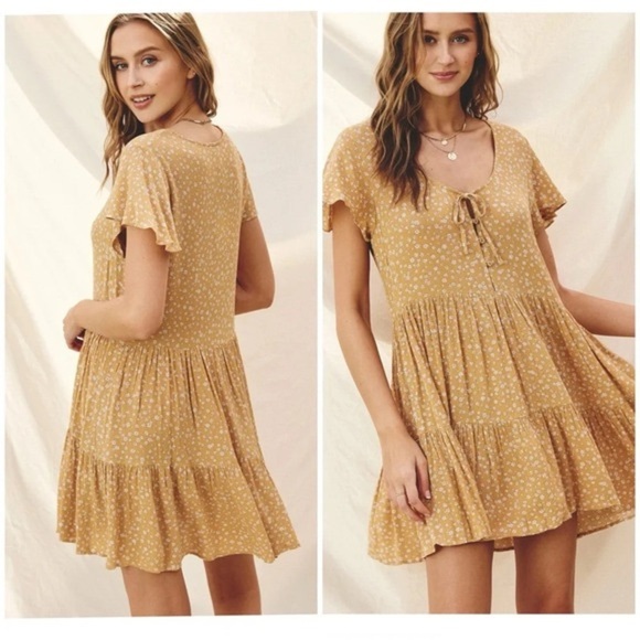 VICI Floral Mustard Dress - Picture 1 of 2